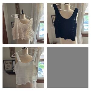 3-Elegant Women's Crochet Tops - Black, White, Cream